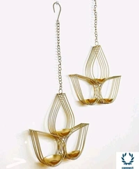 Arsh Metal World Wall Hanging Tealight Candle Holder for Home Decor - Metal, Tea Light Holder, Pack of2